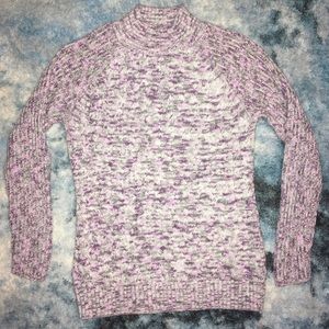 Pink/Lilac/White Marled Mockneck Sweater